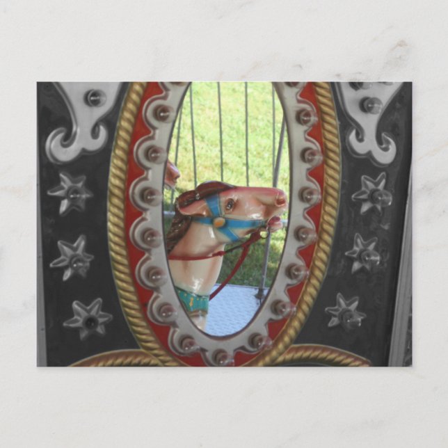 Caballo De Carrusas Espejo Con Postales Blancas Ne (Anverso)