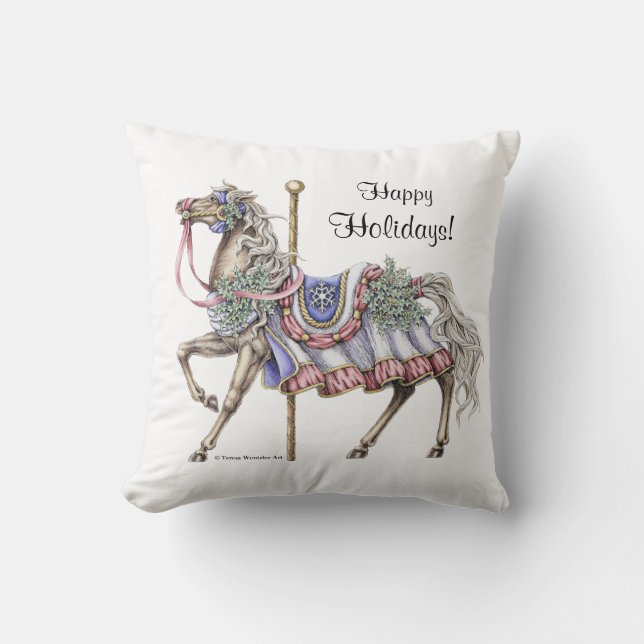 Caballo de carrusel de invierno Almohada (Anverso)