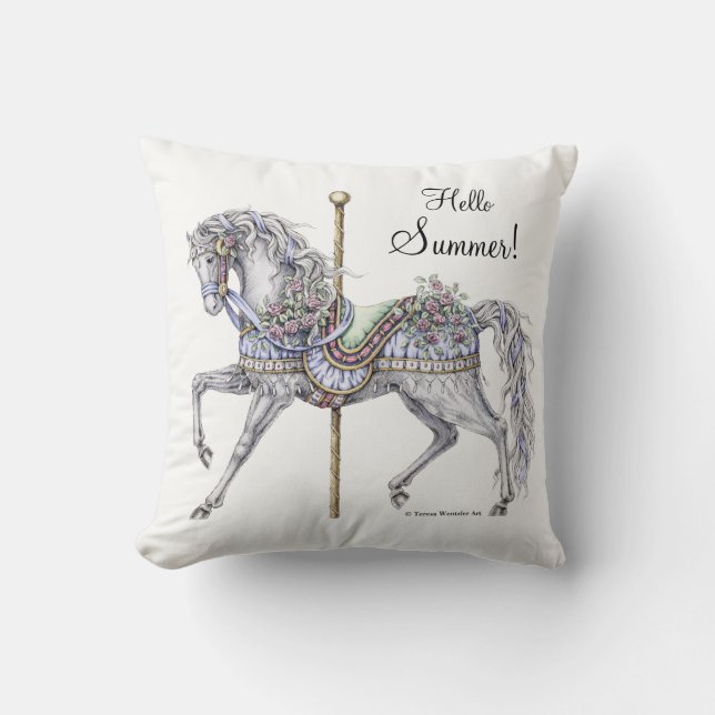 Caballo de Carrusel de Verano Almohada (Anverso)