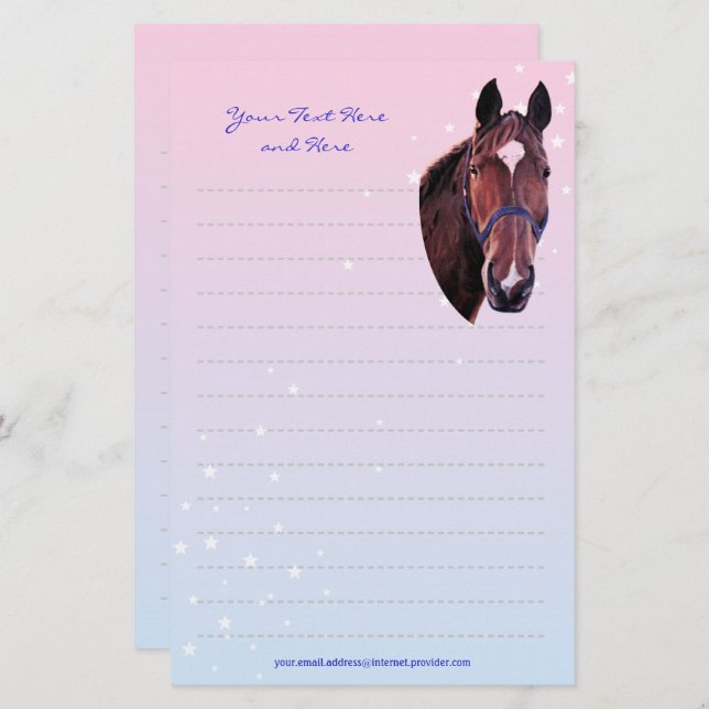 Caballo de castaño con papel escrito de estrella b (Anverso / Reverso)