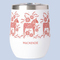 Caballo de dala sueco rojo y blanco personalizado