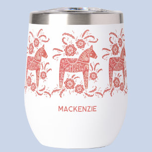 Caballo de dala sueco rojo y blanco personalizado