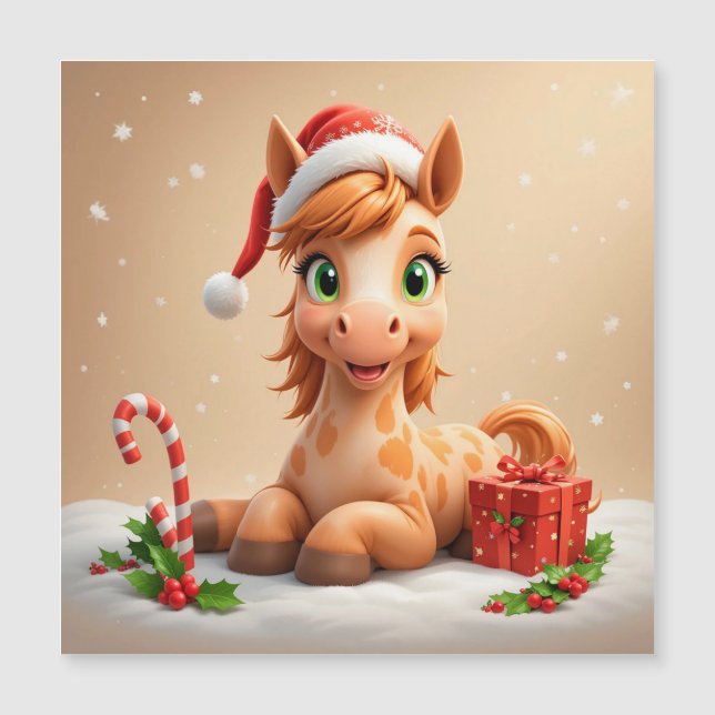 Caballo de dibujos animados de Navidad con sombrer (Anverso)