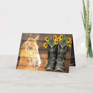 Caballo De Estilo Occidental Y Cowboy Boots Sunflo