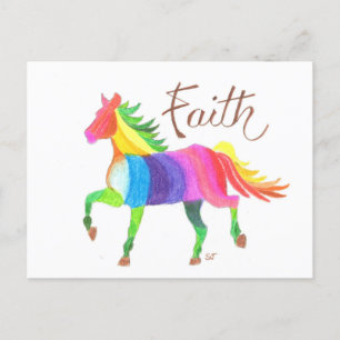 Caballo de Fe Arcoiris postal de Sherry Jarvis