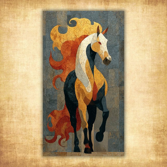 Caballo de Fuego Abstracto – Arte Equino Moderno y (Abstract Fire Horse – Bold Modern Equine Art Poster)