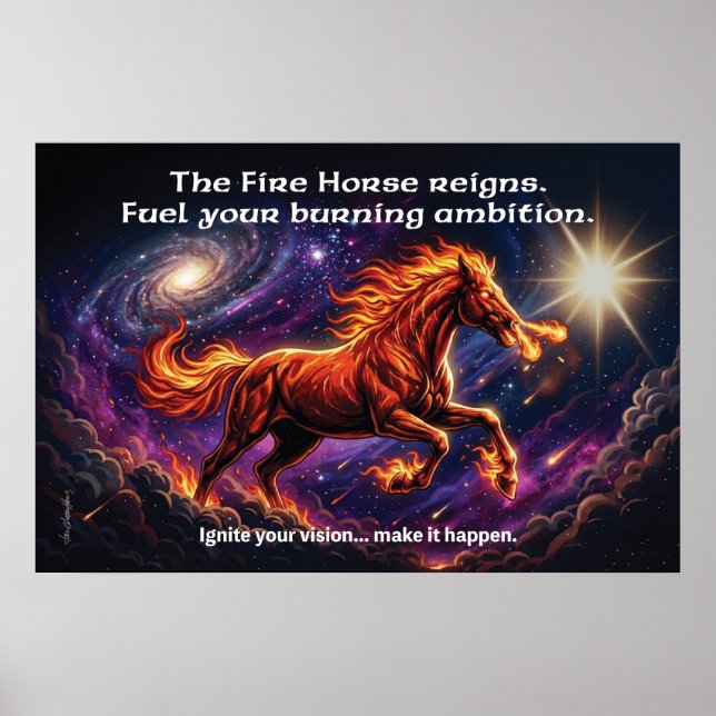 Caballo de Fuego "Ambición Ardiente" Póster de par (Frente)
