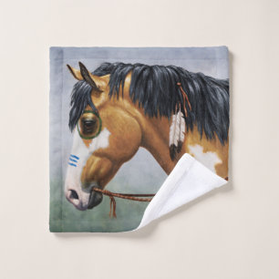 Caballo de Guerra Nativo Americano Buckskin Pinto