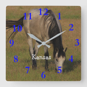 Caballo de Kansas en un reloj de pared pastoral