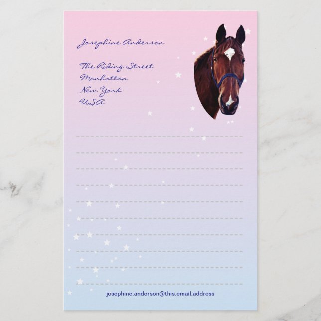 Caballo de la castaña con el papel de escribir (Anverso)