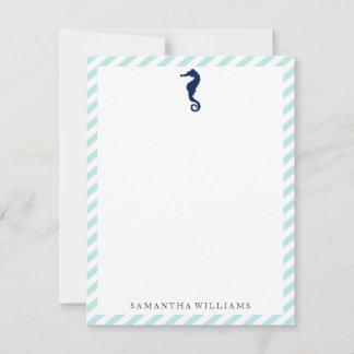 Caballo de mar azul en tarjetas de notas de franja