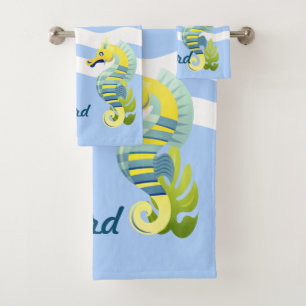 Caballo de mar azul y amarillo