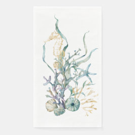 Caballo de mar bajo la servilleta acuarela del mar