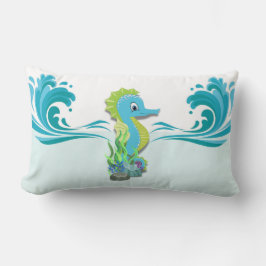 Caballo de mar bebé | Almohada azul lumbar
