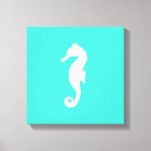 Caballo De Mar De Decoración Turquesa Y Blanco