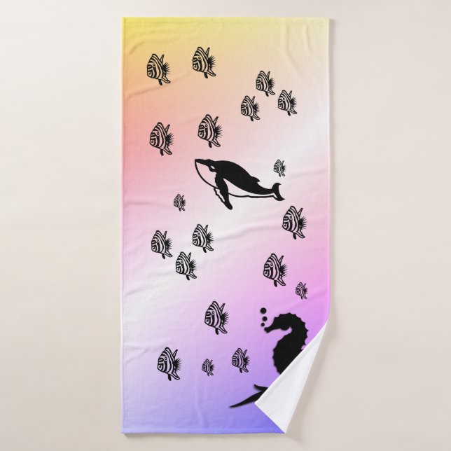 Caballo de mar en morado (Toalla de baño)