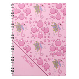 Caballo de mar mariposa en cuaderno rosa Personali