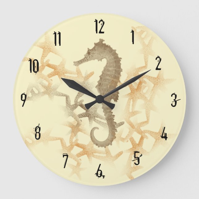 Caballo de mar y reloj de pared de pez estrella po (Anverso)