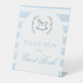 Caballo de mecanografía azul Bebé ducha Señal de i