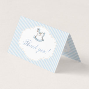 Caballo de mecedor azul bebé ducha tarjetas de agr