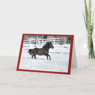 Caballo de Mustang corriendo en tarjeta de Navidad