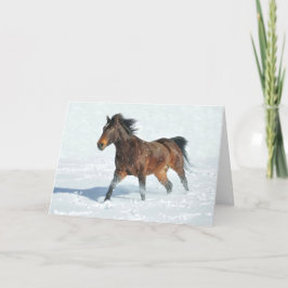 Caballo de Mustang corriendo en tarjeta de Navidad