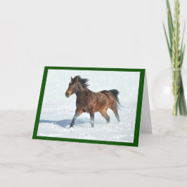 Caballo de Mustang corriendo en tarjeta de Navidad