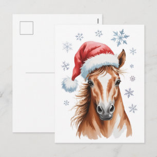 Caballo de Navidad con sombrero de Santa
