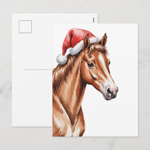 Caballo de Navidad con sombrero de Santa