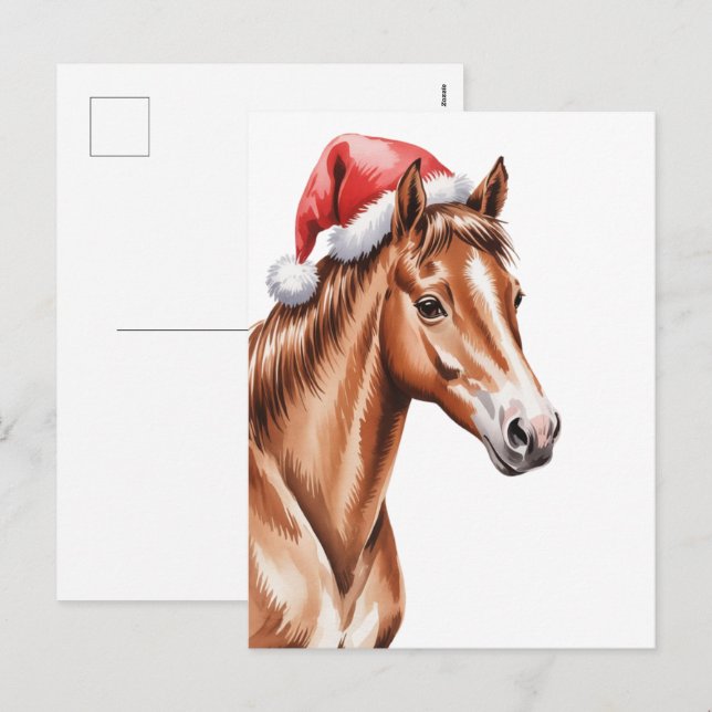 Caballo de Navidad con sombrero de Santa (Anverso / Reverso)