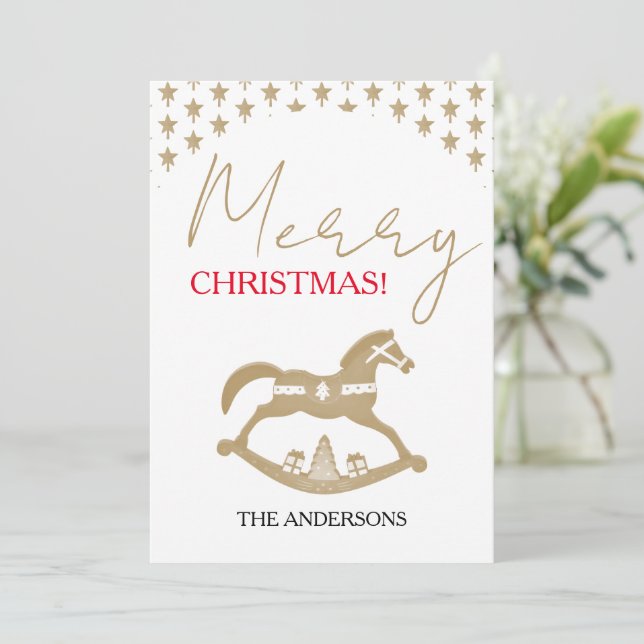 Caballo de Navidad de Madera Mecedora (Anverso de pie)