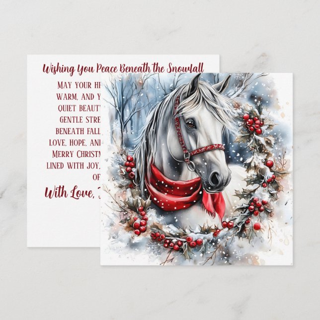 Caballo de Navidad elegante con corona de invierno (Anverso / Reverso)
