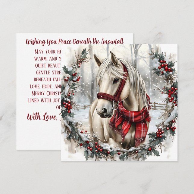 Caballo de Navidad elegante con corona de invierno (Anverso / Reverso)