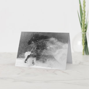 Caballo de Nieve Oscura - Tarjeta de Felicitación