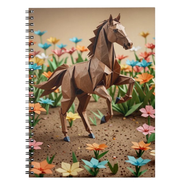 Caballo De Origami De Vuelta Al Cuaderno Escolar (Frente)