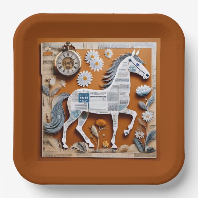 Caballo de Papel Plato de Papel (Anverso)