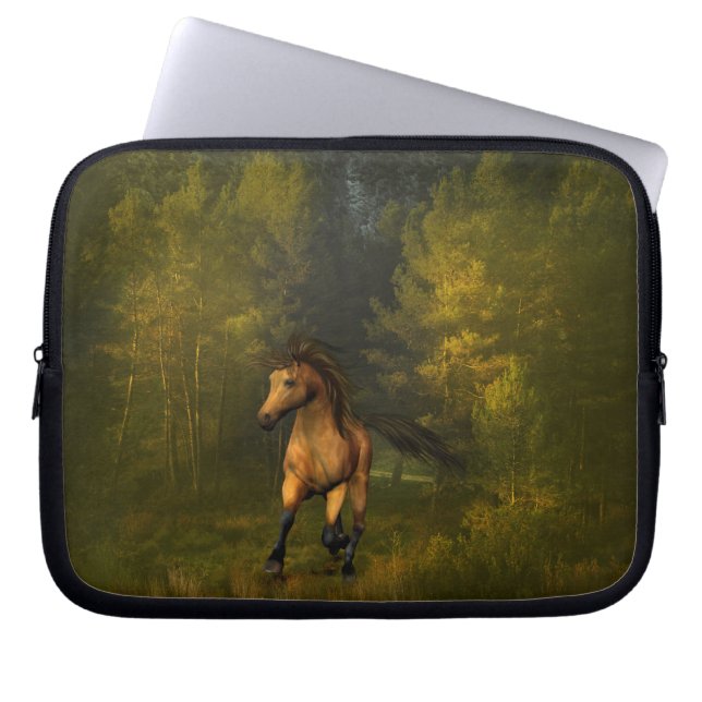 Caballo de piel negra en el Funda de laptops del b (Frente)
