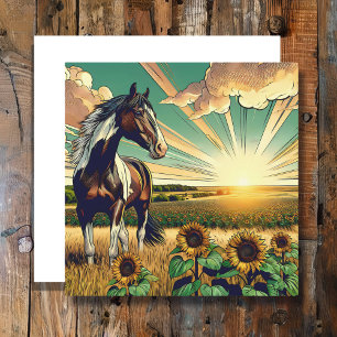 Caballo de Pinto en un campo de girasol