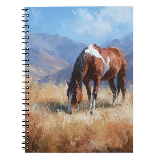 Caballo de rayas en el cuaderno de las montañas (Frente)
