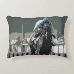 Caballo De Raza Con Jockey En Almohada De Acento A