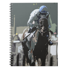 Caballo De Raza Con Jockey En Cuaderno De Espiral