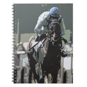 Caballo De Raza Con Jockey En Cuaderno De Espiral 