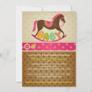 Caballo de rock de invitación de Chica Baby Shower