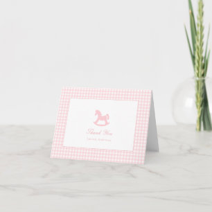 Caballo de rock rosado de Gingham doblado Gracias