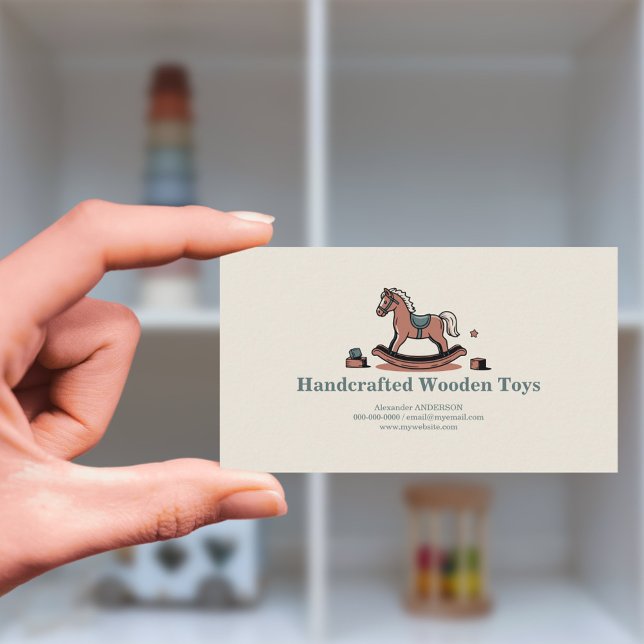 Caballo de Rocking Vintage - Tarjeta de presentaci (Vintage Rocking Horse - Wooden Toys Business Card)