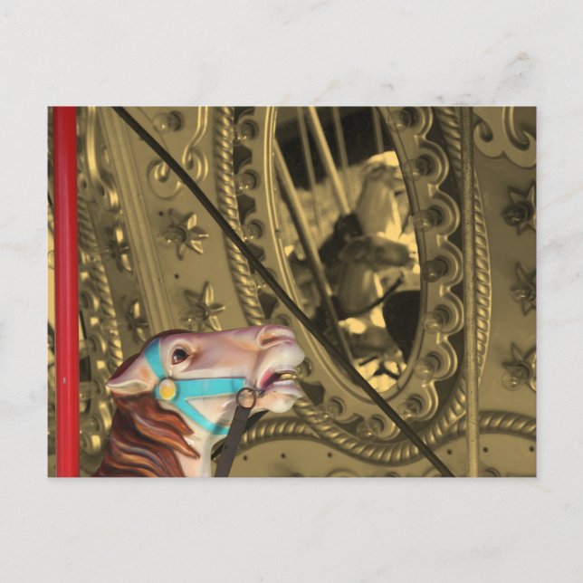 Caballo del carrusel en la postal de la sepia (Anverso)