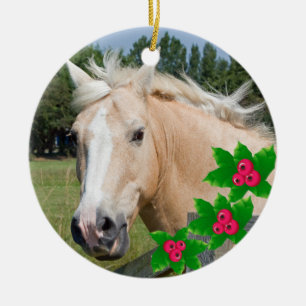 Caballo del Palomino del navidad y ornamento