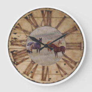 Caballo del reloj de pared y reloj rústico