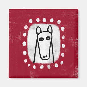 Caballo divertido en el imán del refrigerador rojo