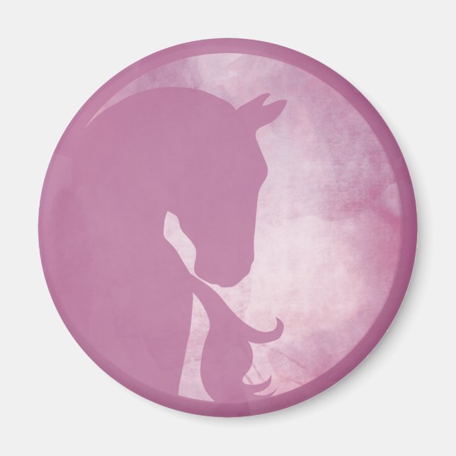 Caballo en círculo - imán rosa (Frente)